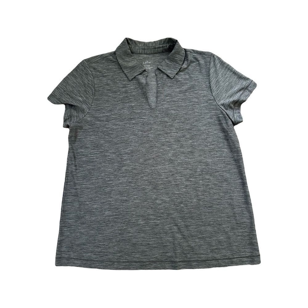 J Jill Fit medium polo athletic golf shirt grey moisture wicking
